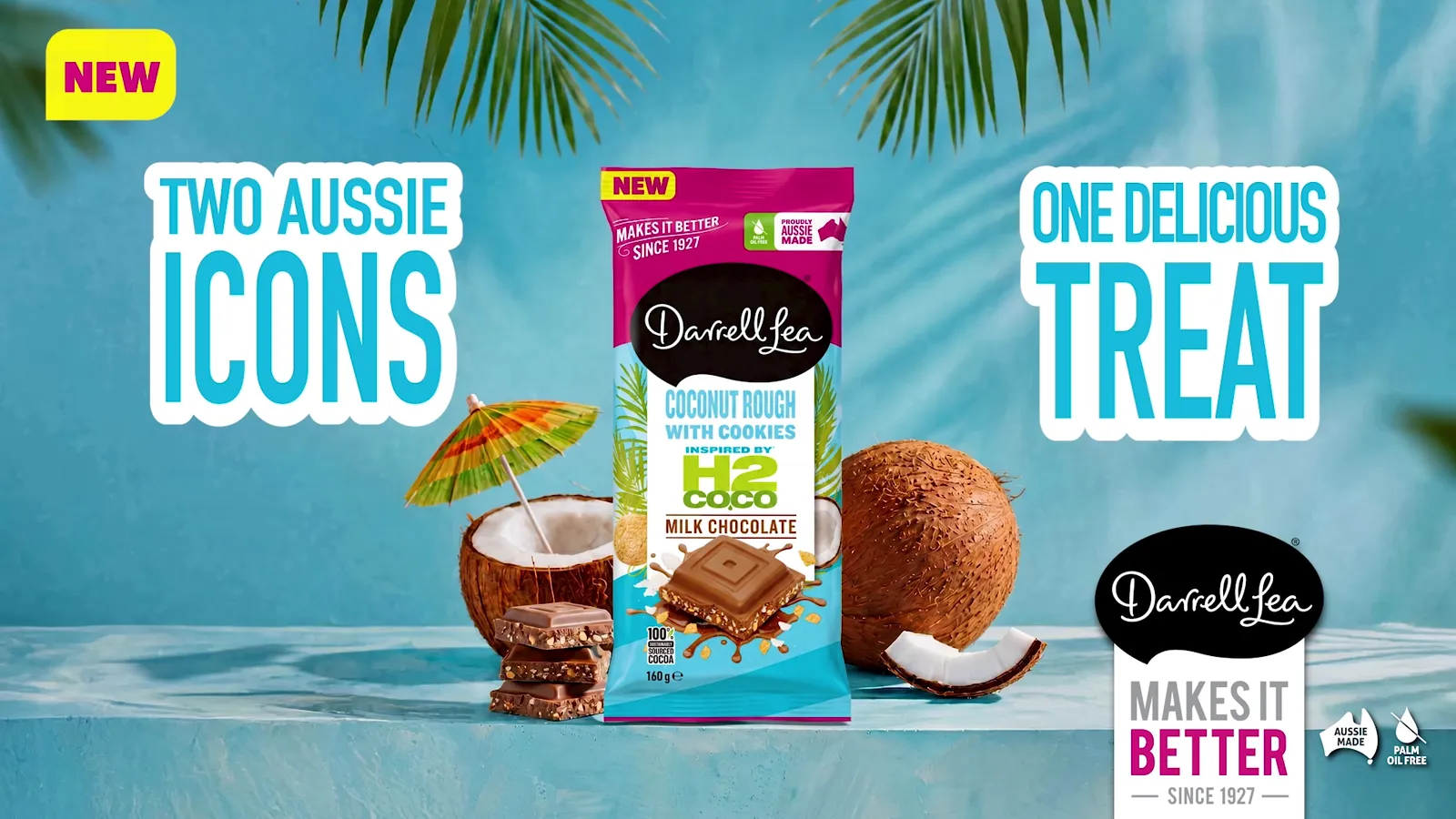 Coconut Rough with Cookies Block pack in the campaign's poolside setting